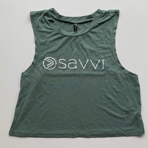 Savvi Crop Top Muscle Tank Top Green Small